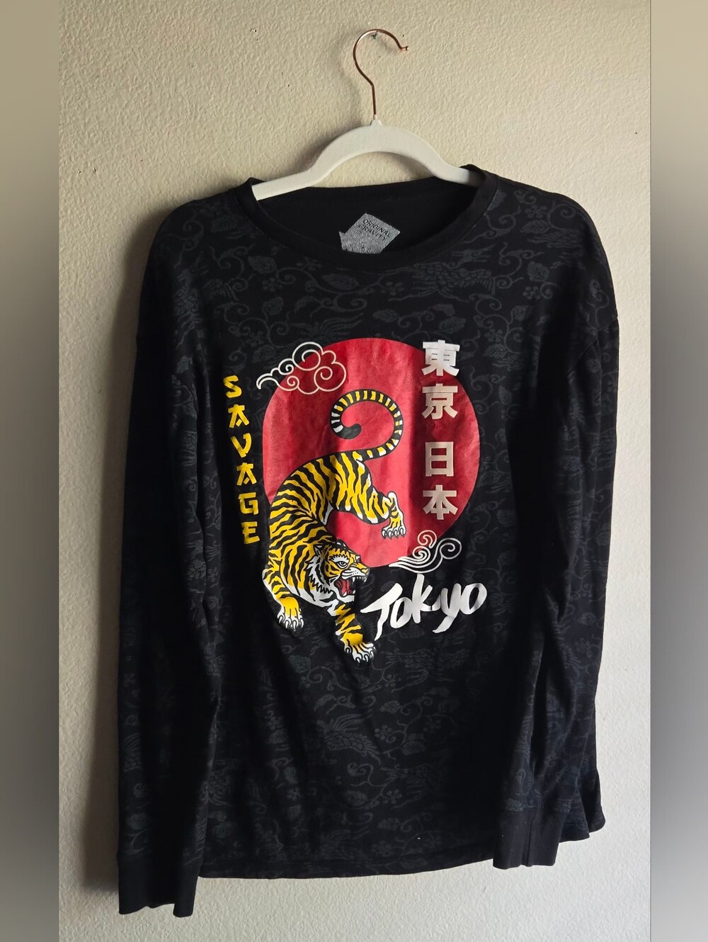Tokyo Tiger Graphic Long Sleeve Tee - Black